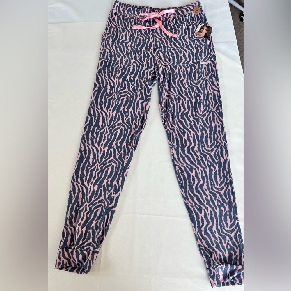 Thalia Sodi Lounge Pants Women’s Sz Medium Pink Gray Zebra Drawstring NWT Comfy